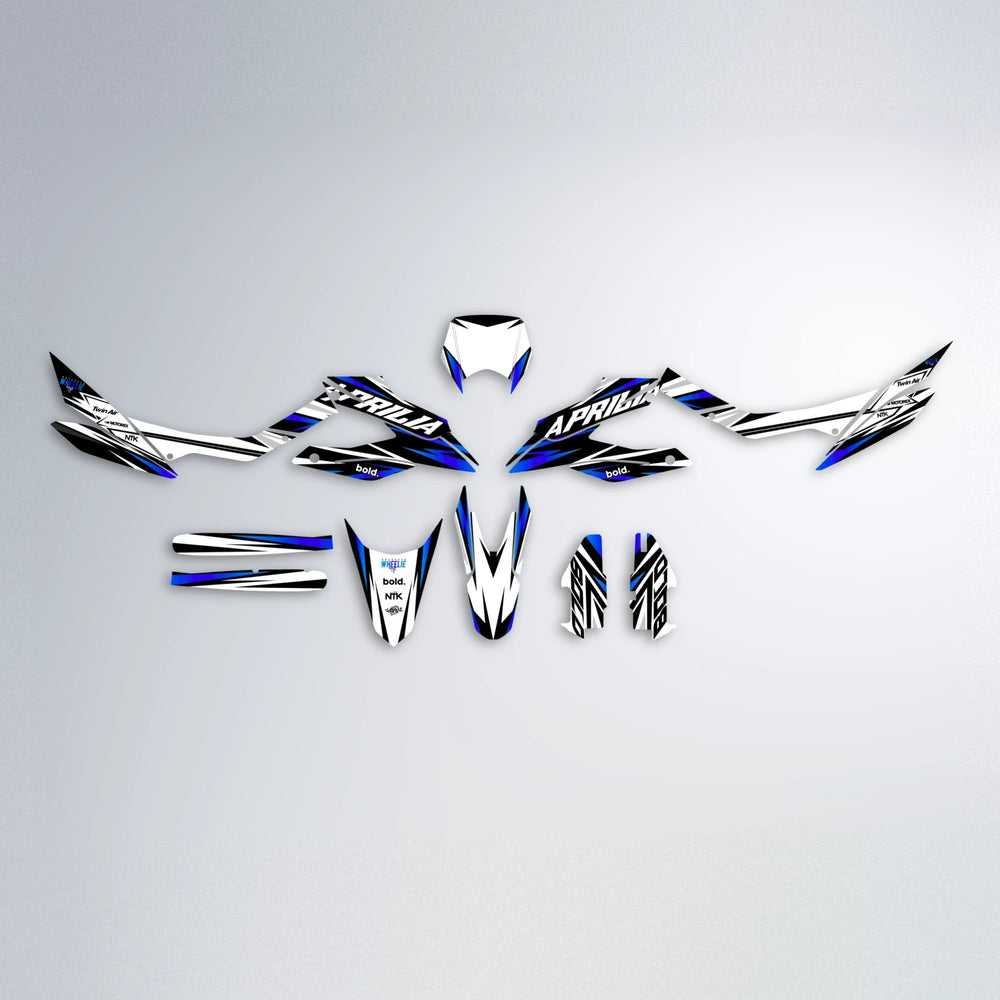 ARCTIC Aprilia SX 125 graphics kit parts layout in Blue