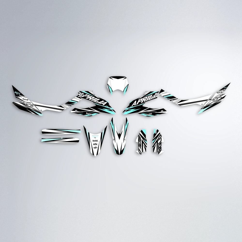 ARCTIC Aprilia SX 125 graphics kit parts layout in Mint