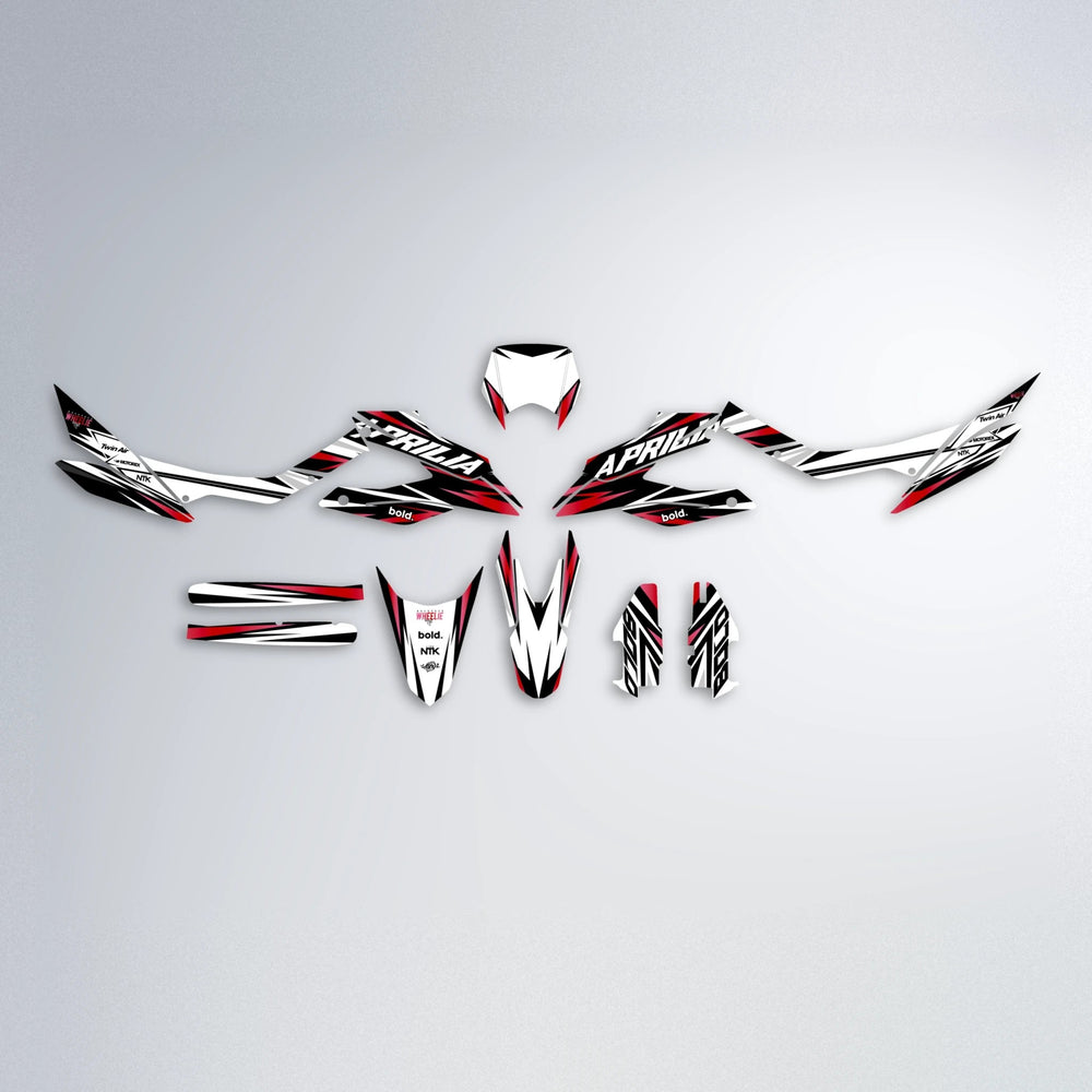 ARCTIC Aprilia SX 125 graphics kit parts layout in Red