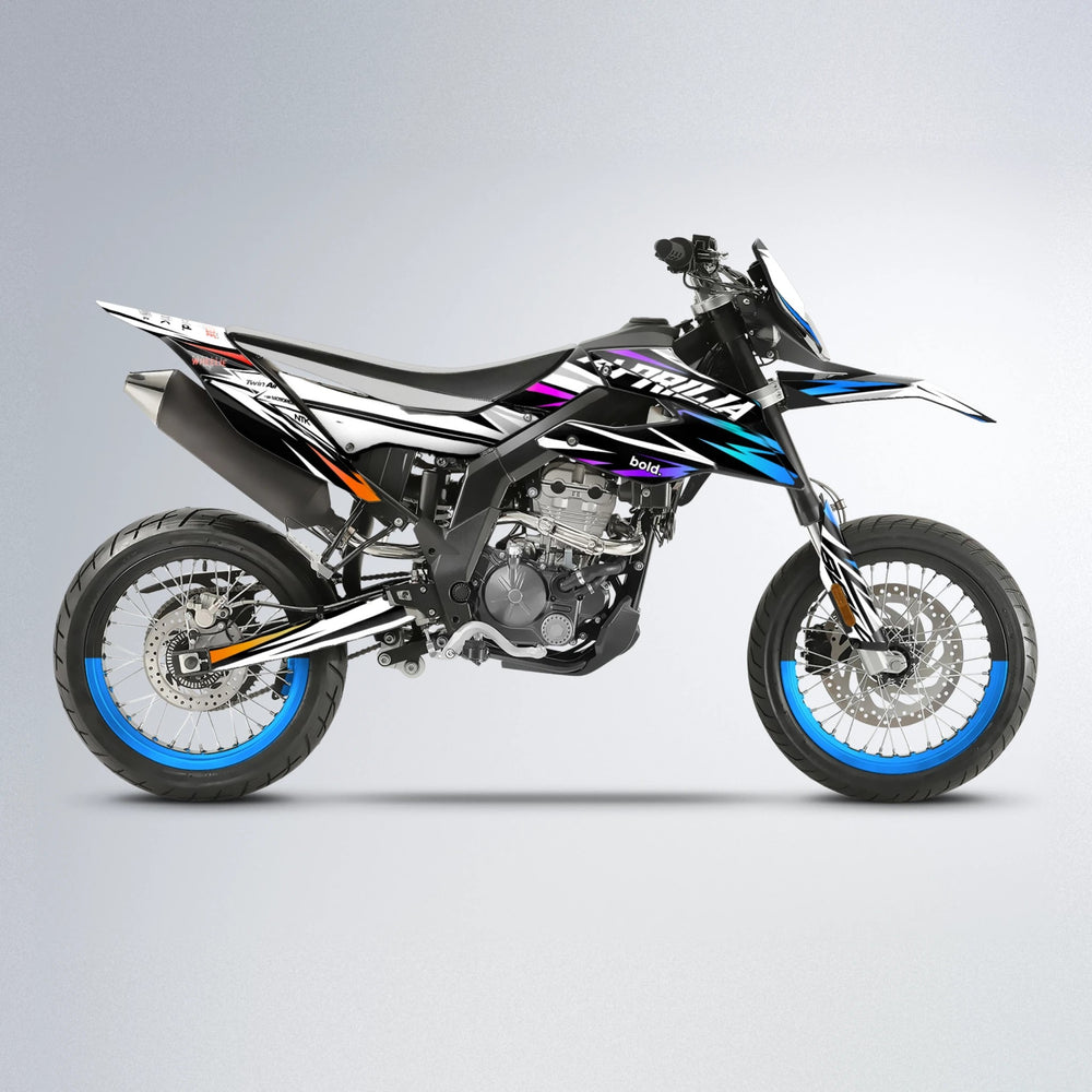 ARCTIC Aprilia SX 125 supermoto graphics kit in Sunset Fade