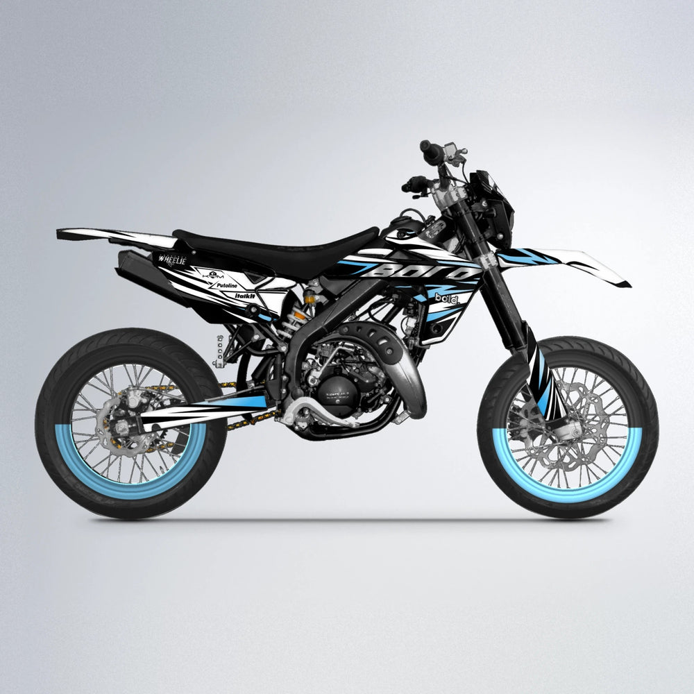 ARCTIC Rieju MRT supermoto graphics kit in Light Blue & White
