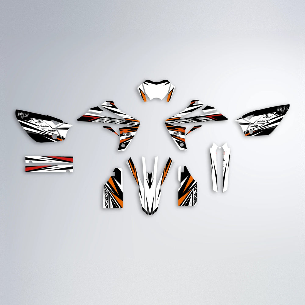 ARCTIC Rieju MRT graphics kit parts layout in Red & Orange