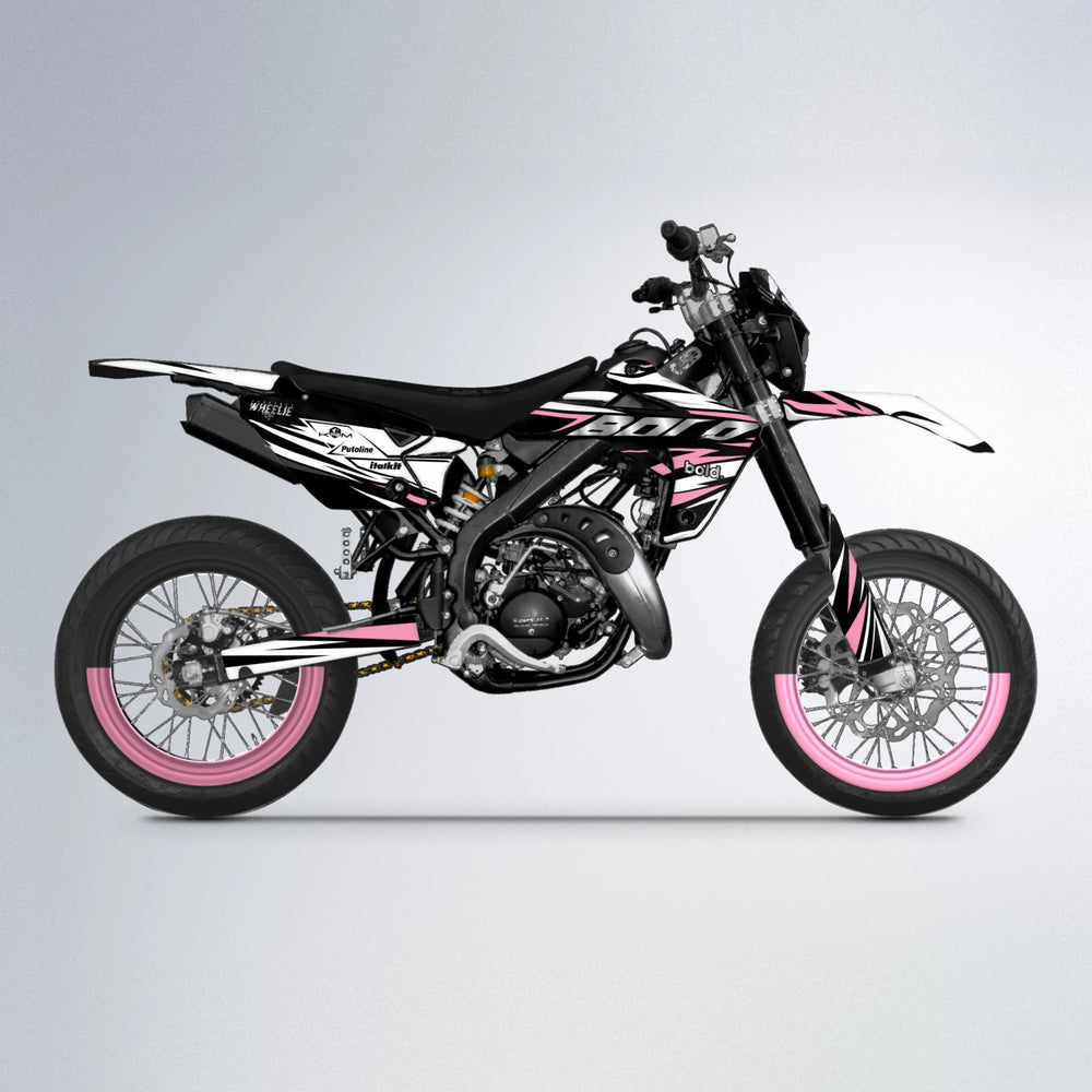 ARCTIC Rieju MRT supermoto graphics kit in Sakura Pink