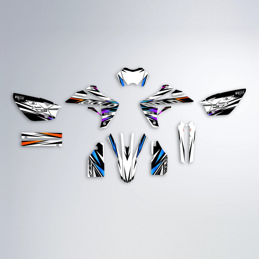 ARCTIC Rieju MRT graphics kit parts layout in Sunset Fade