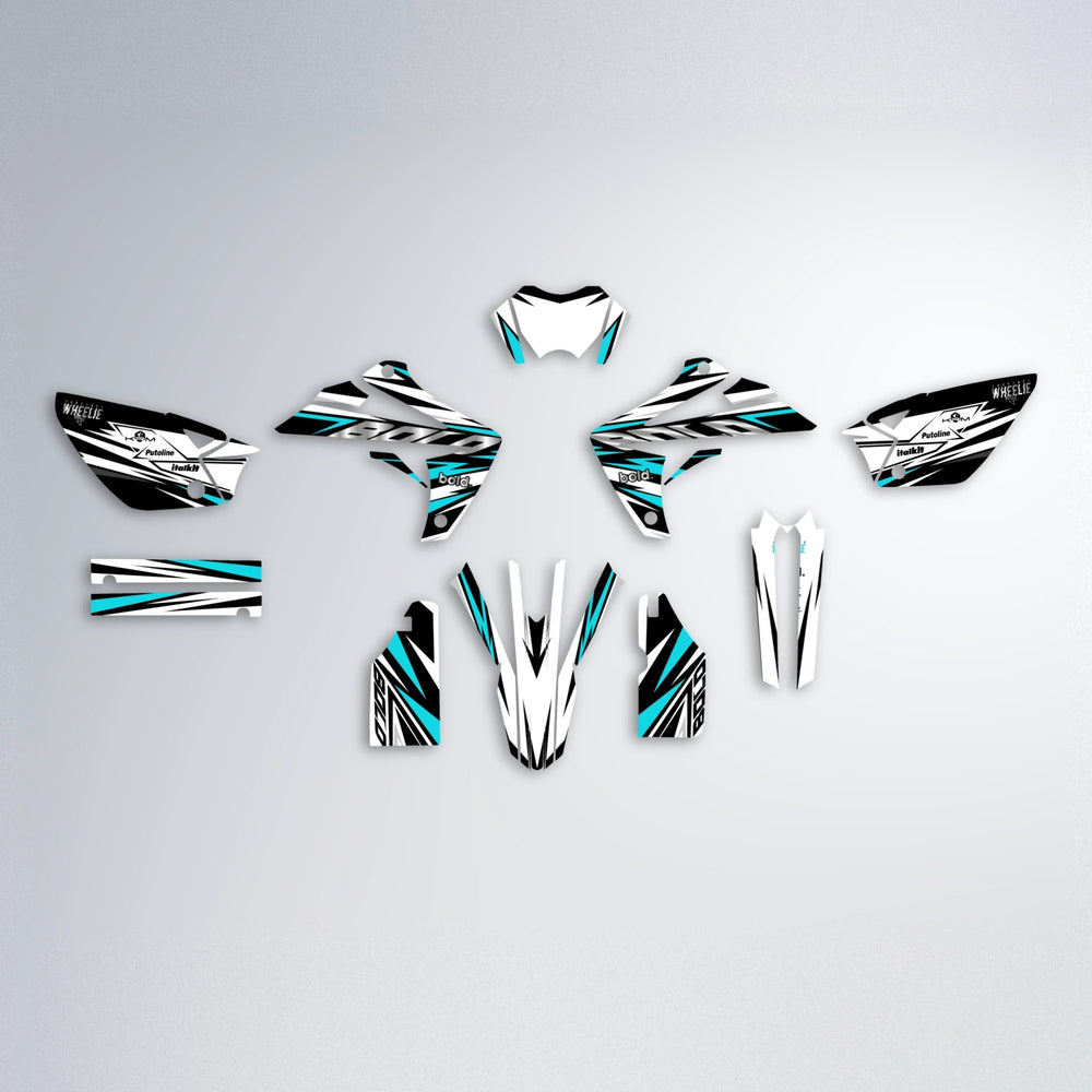 ARCTIC Rieju MRT graphics kit parts layout in Teal