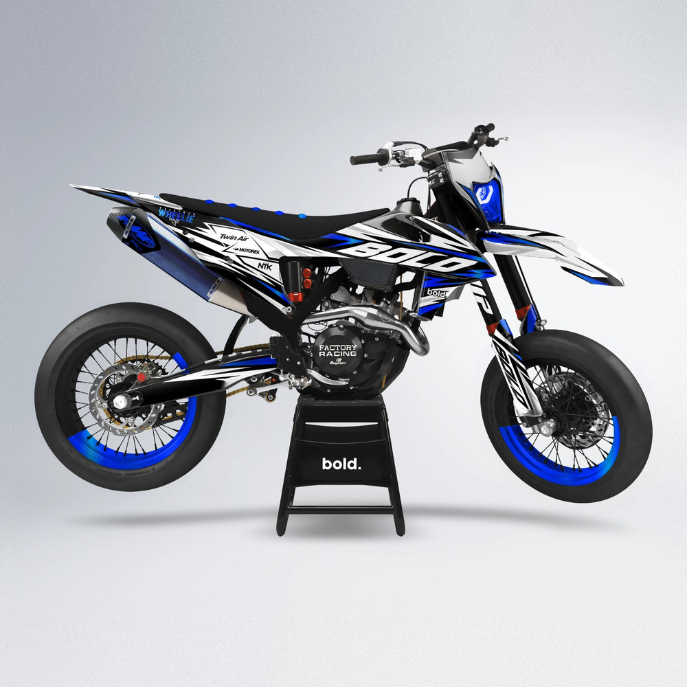 ARCTIC supermoto graphics kit in Blue Chrome