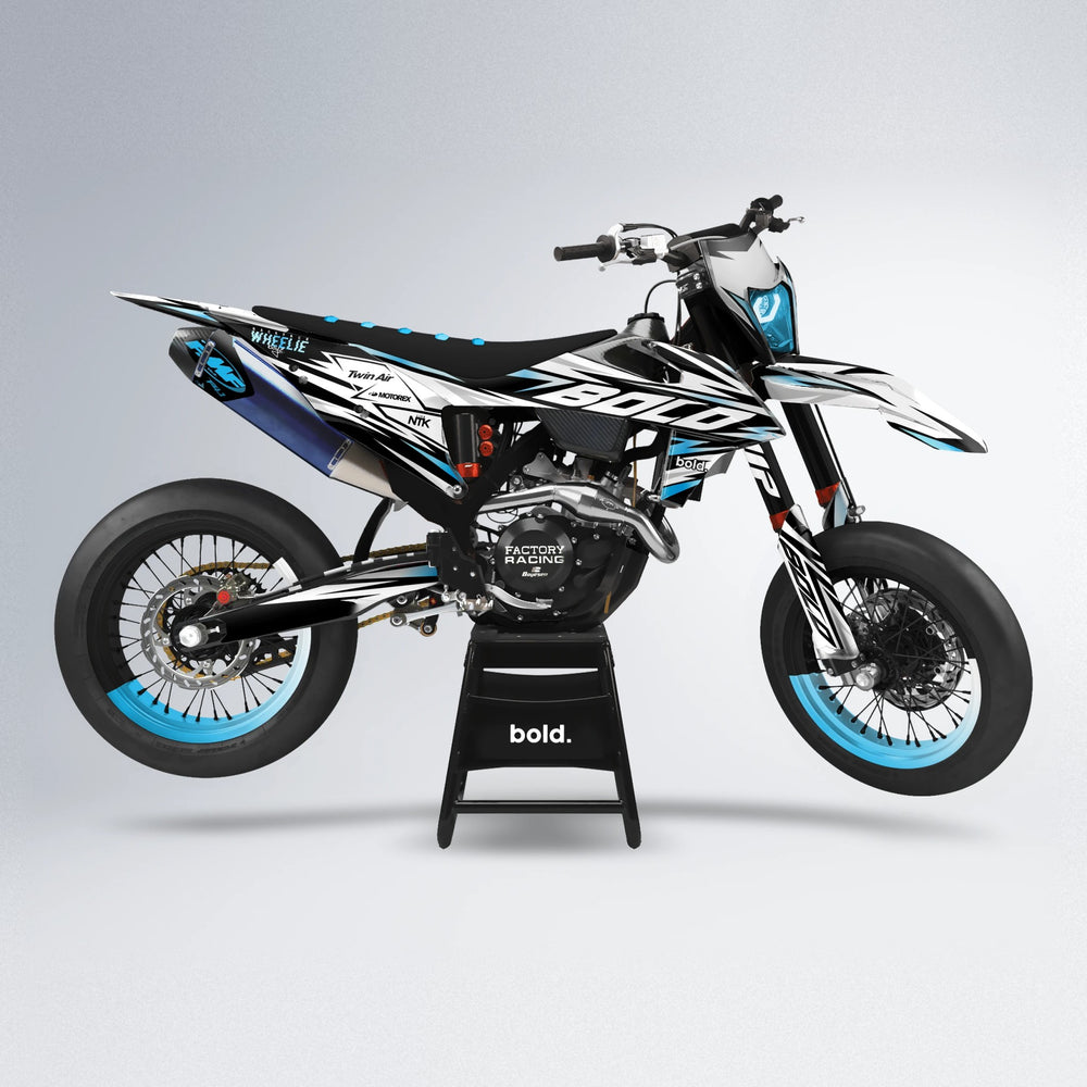 ARCTIC supermoto graphics kit in Light Blue & White