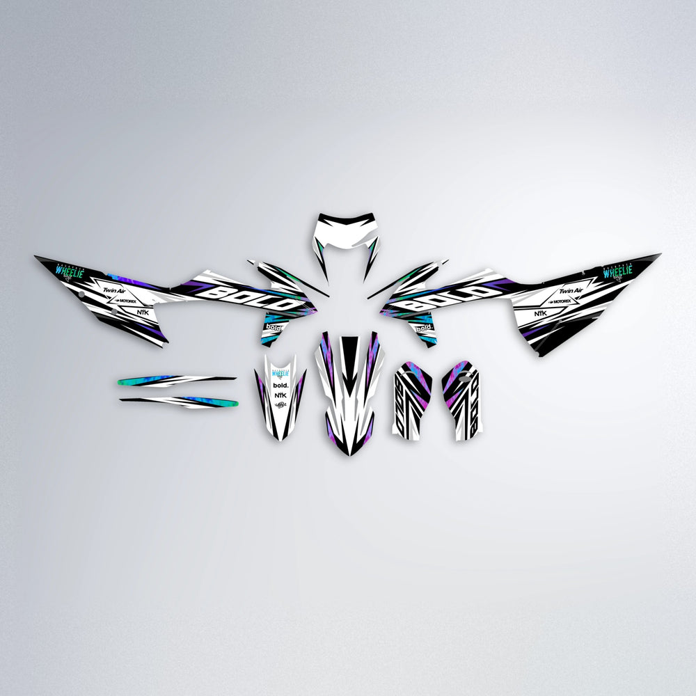 ARCTIC graphics kit parts layout in Purple Holo