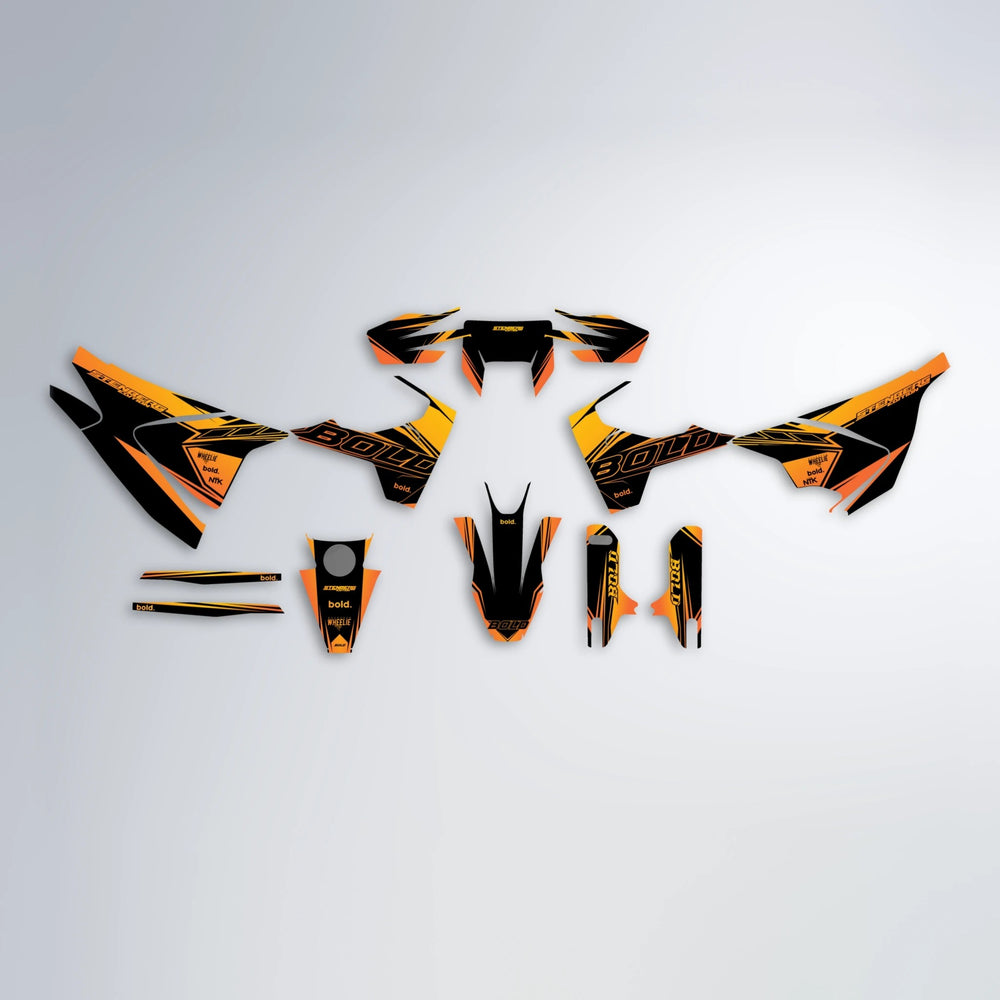 ARTTU STENBERG Husqvarna 701 graphics kit parts layout in Orange & Yellow