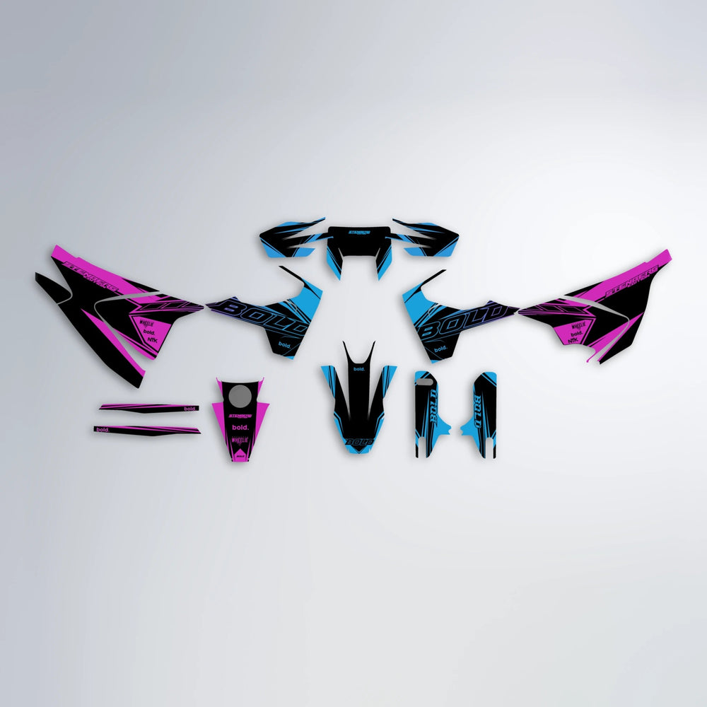 ARTTU STENBERG Husqvarna 701 graphics kit parts layout in Pink & Light Blue