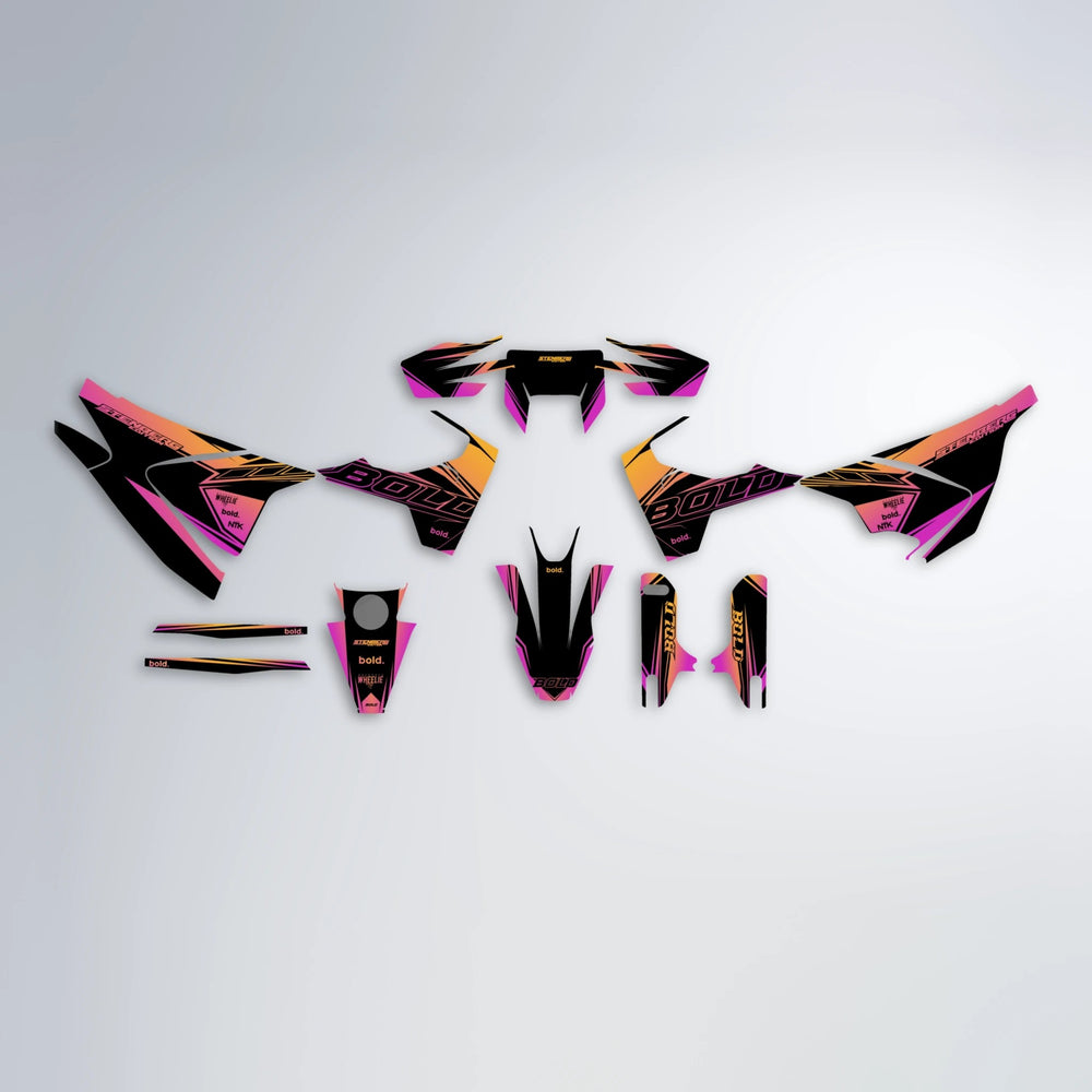 ARTTU STENBERG Husqvarna 701 graphics kit parts layout in Pink & Yellow