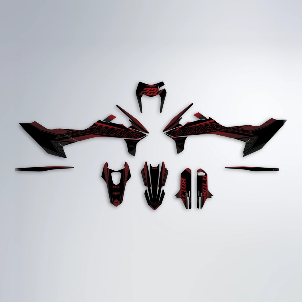 ARTTU STENBERG KTM SMC 690 graphics kit parts layout in Black & Red
