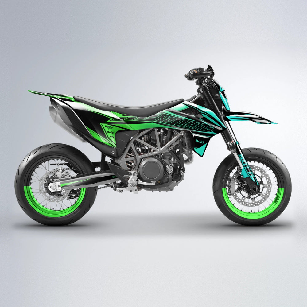 ARTTU STENBERG KTM SMC 690 supermoto graphics kit in Cyan & Green