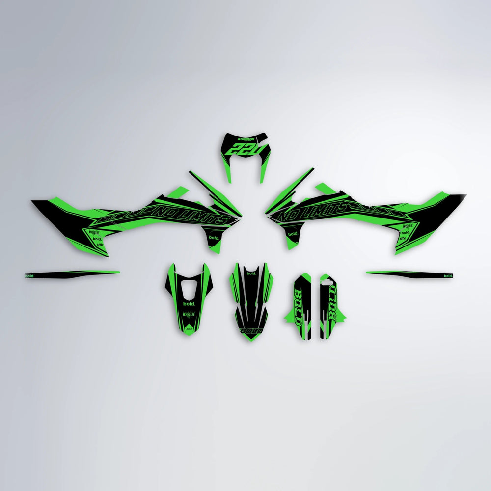 ARTTU STENBERG KTM SMC 690 graphics kit parts layout in Green