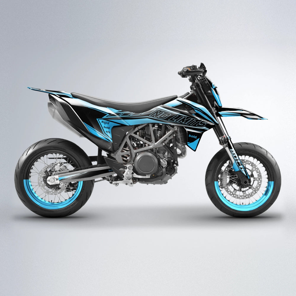 ARTTU STENBERG KTM SMC 690 supermoto graphics kit in Light Blue & White