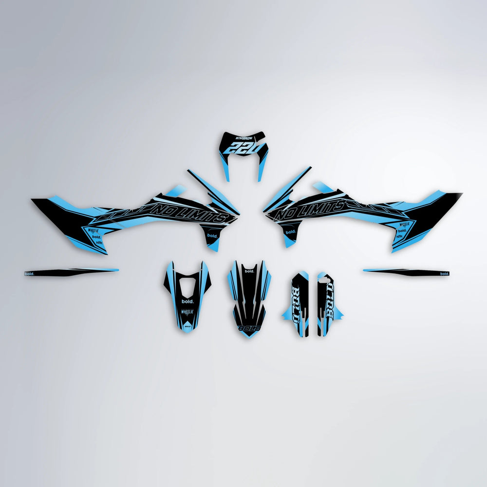 ARTTU STENBERG KTM SMC 690 graphics kit parts layout in Light Blue & White