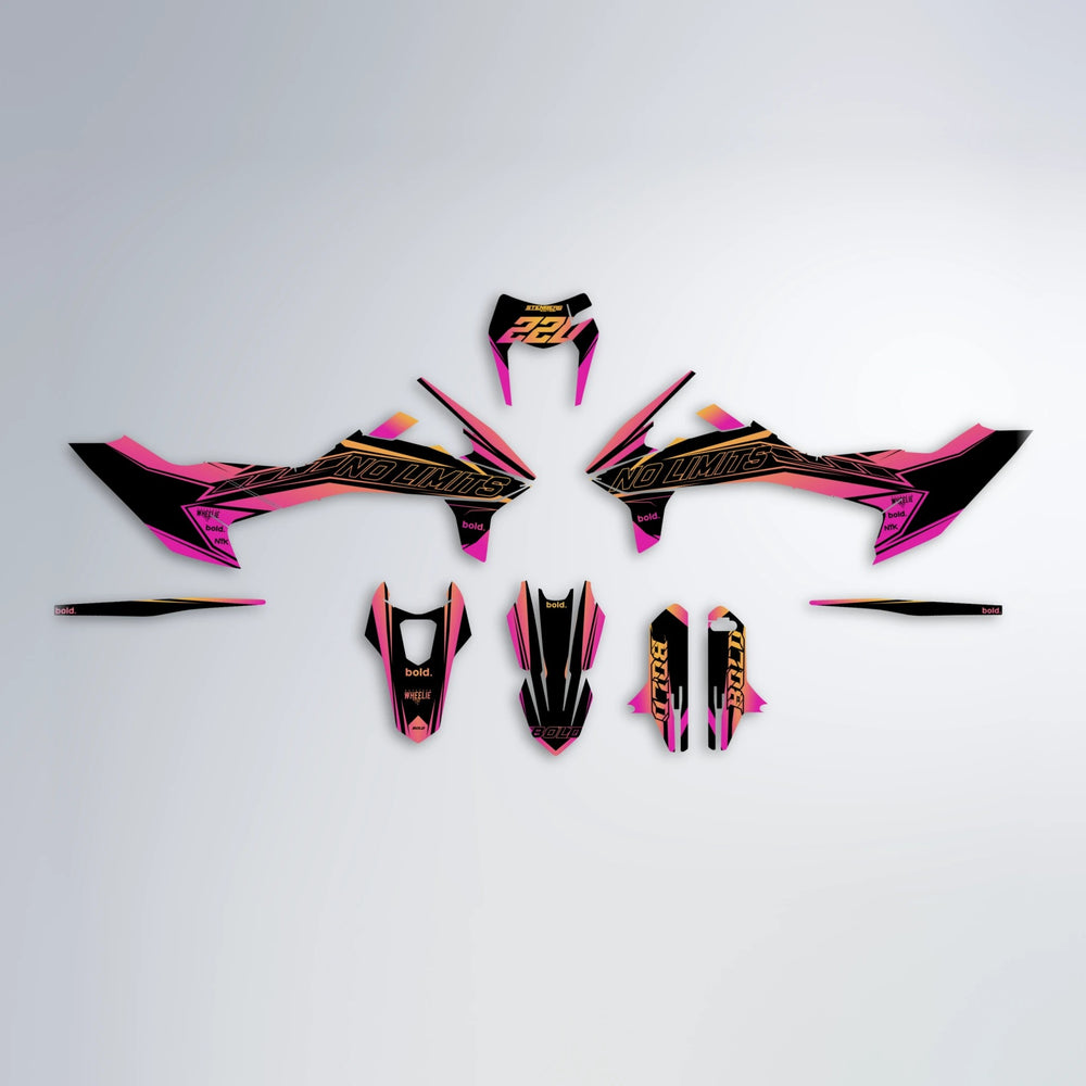 ARTTU STENBERG KTM SMC 690 graphics kit parts layout in Pink & Yellow