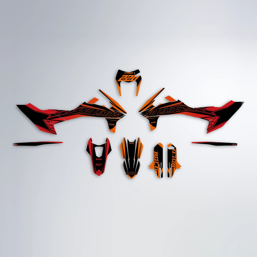 ARTTU STENBERG KTM SMC 690 graphics kit parts layout in Red & Orange