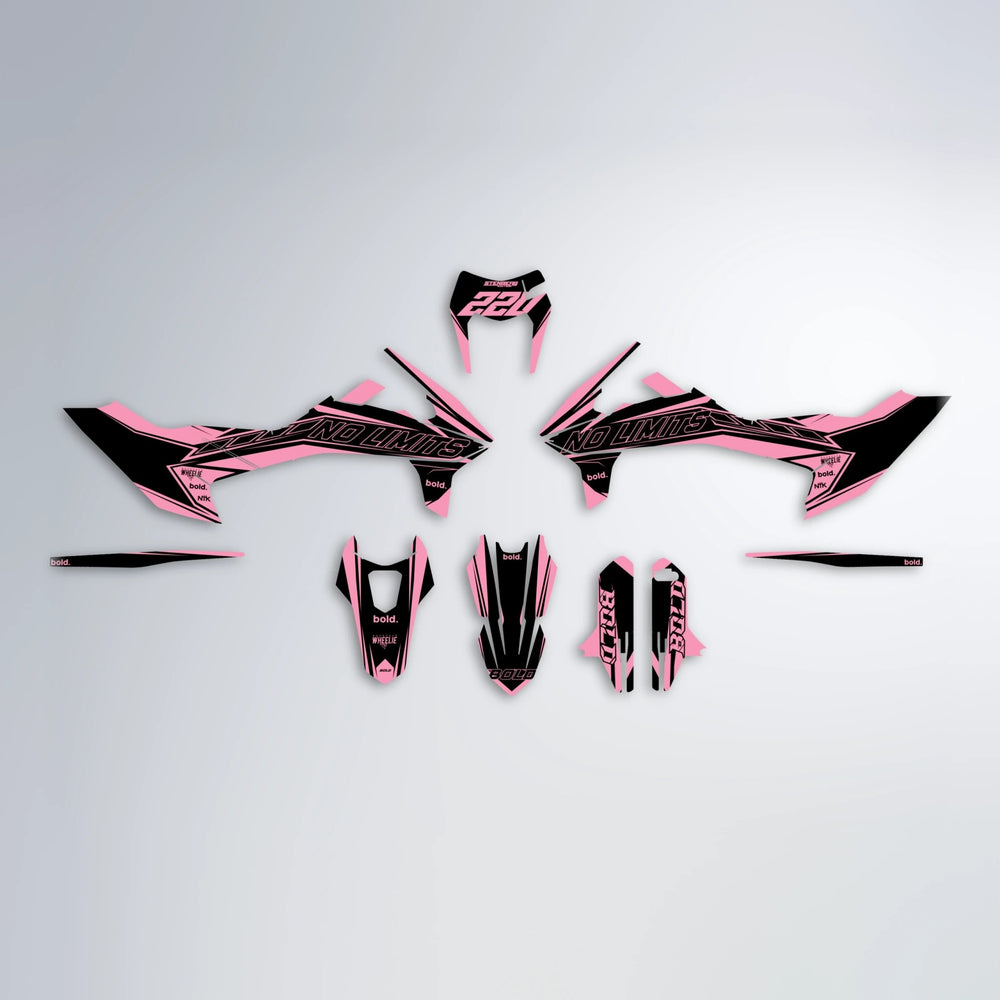 ARTTU STENBERG KTM SMC 690 graphics kit parts layout in Sakura Pink