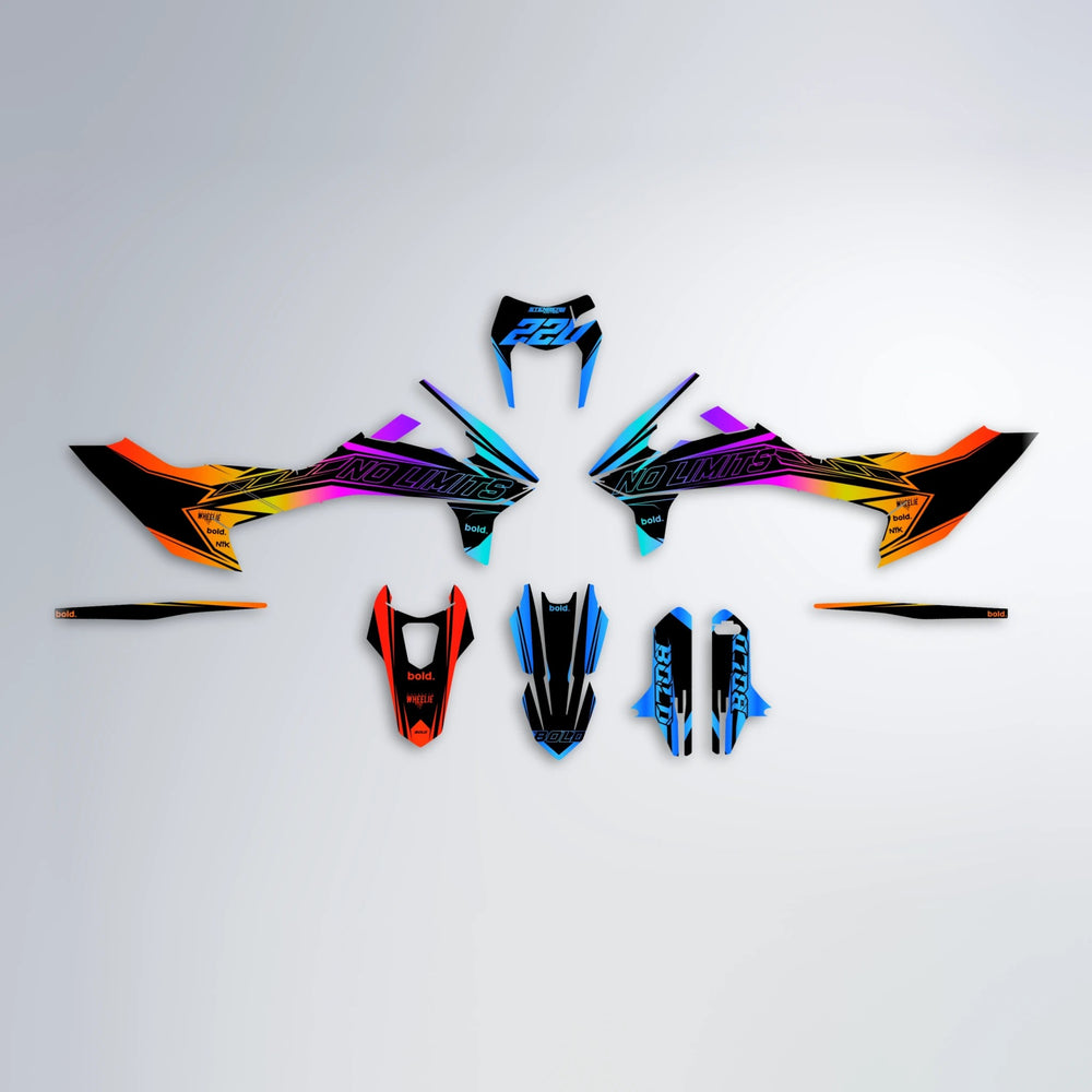 ARTTU STENBERG KTM SMC 690 graphics kit parts layout in Sunset Fade