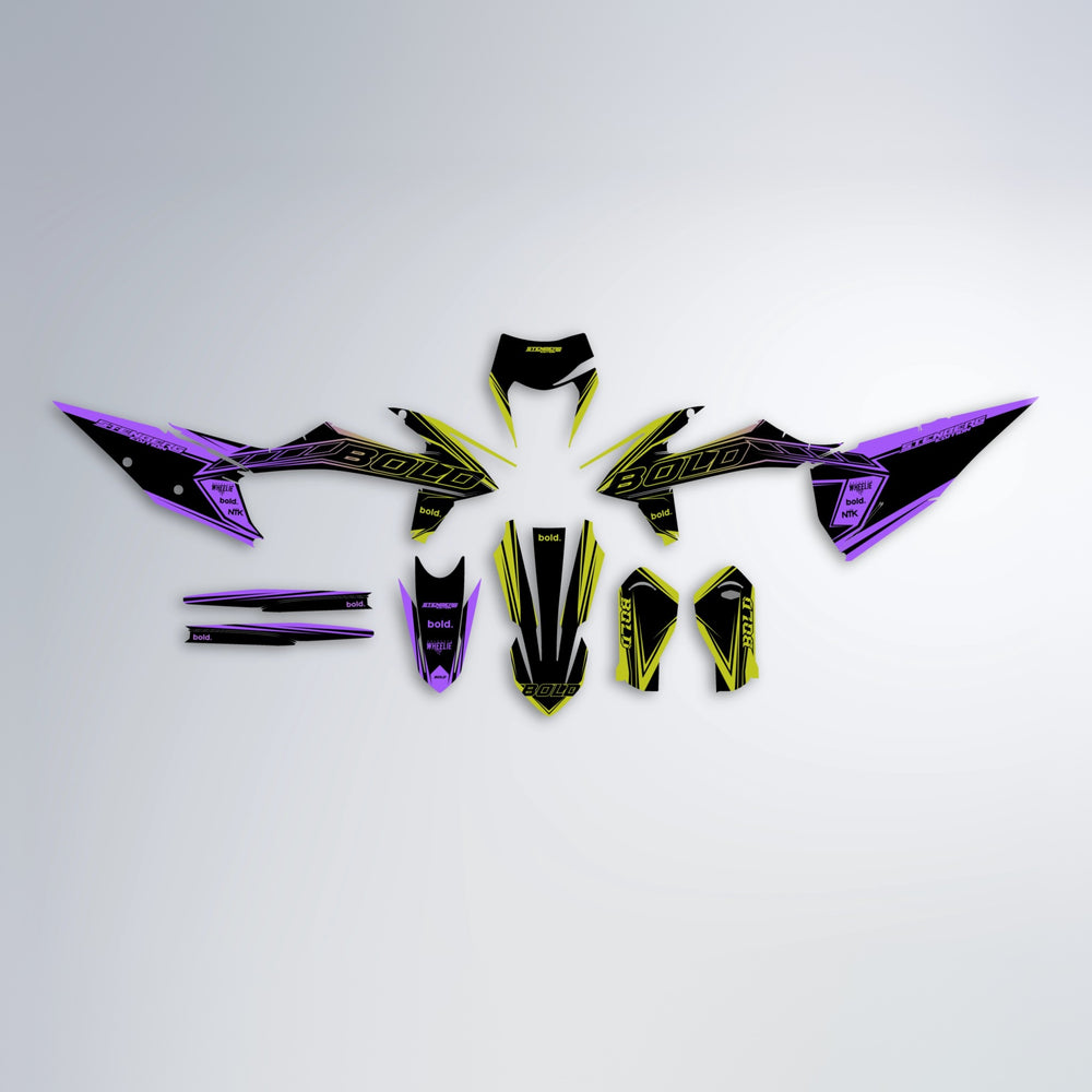 ARTTU STENBERG graphics kit parts layout in Purple & Yellow