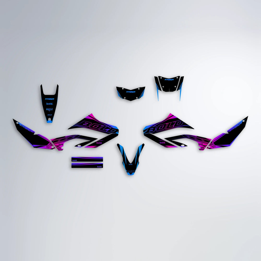 ARTTU STENBERG Yamaha WR 125X graphics kit parts layout in Blue Purple Fade