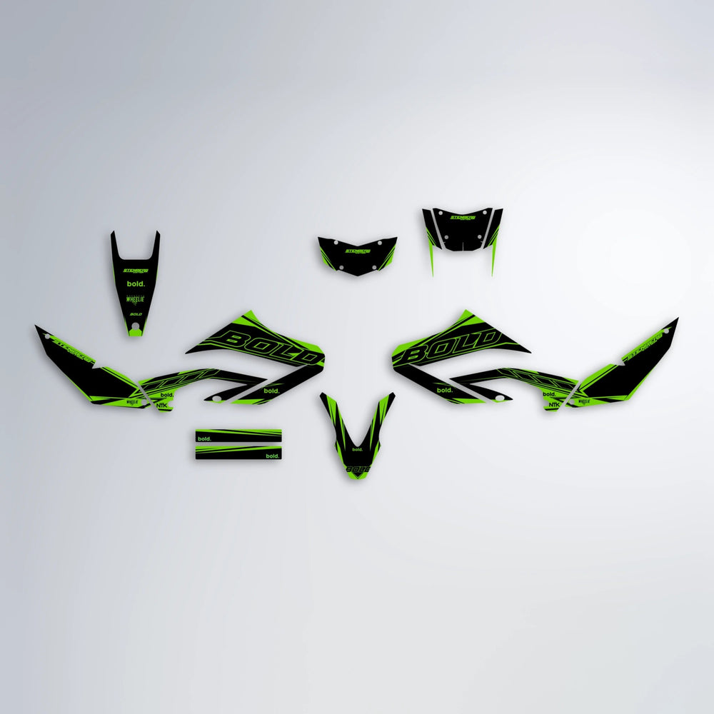 ARTTU STENBERG Yamaha WR 125X graphics kit parts layout in Green