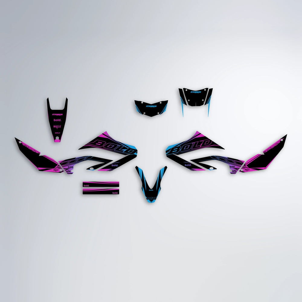 ARTTU STENBERG Yamaha WR 125X graphics kit parts layout in Pink & Light Blue