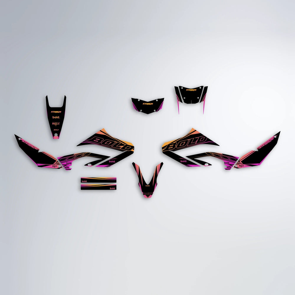 ARTTU STENBERG Yamaha WR 125X graphics kit parts layout in Pink & Yellow