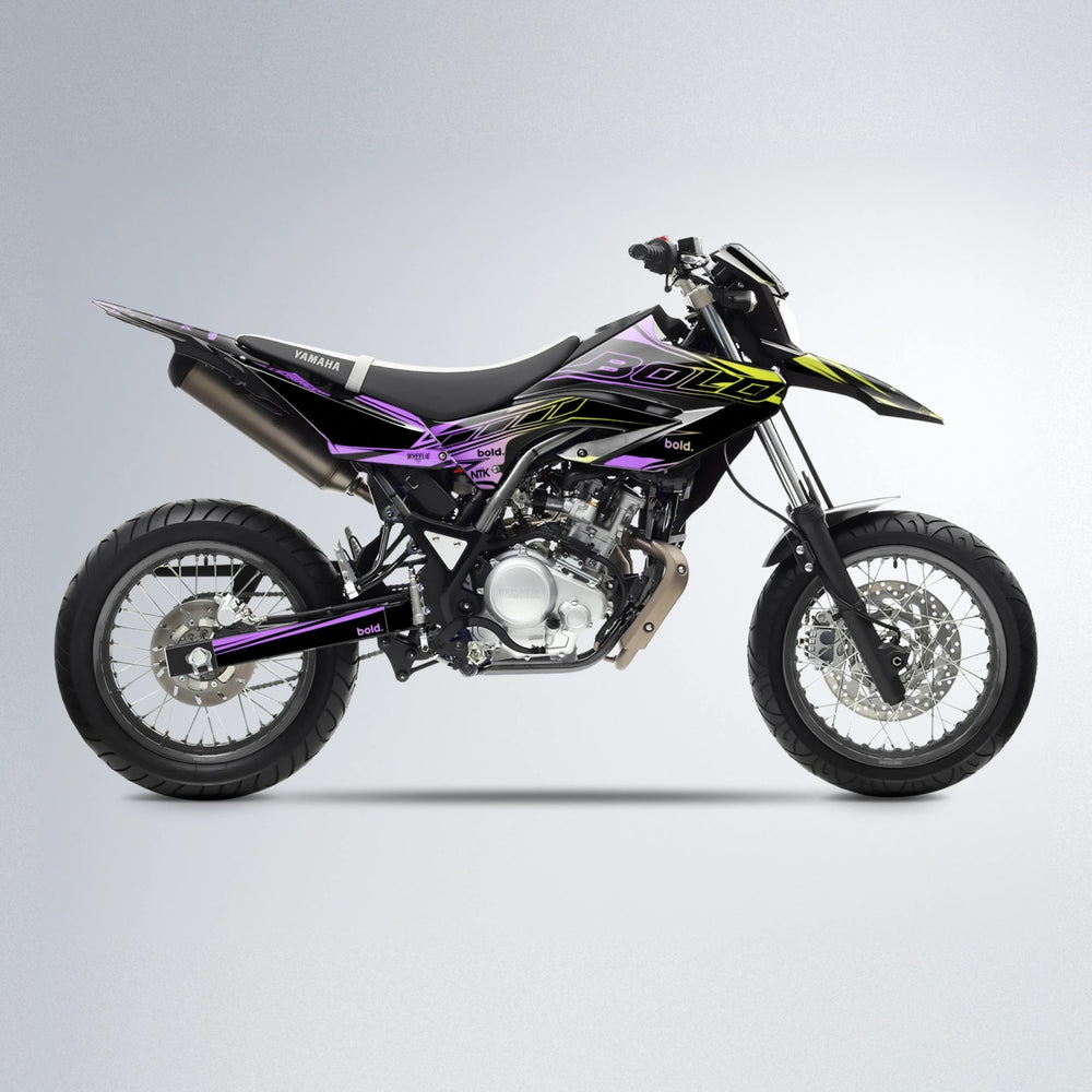 ARTTU STENBERG Yamaha WR 125X supermoto graphics kit in Purple & Yellow