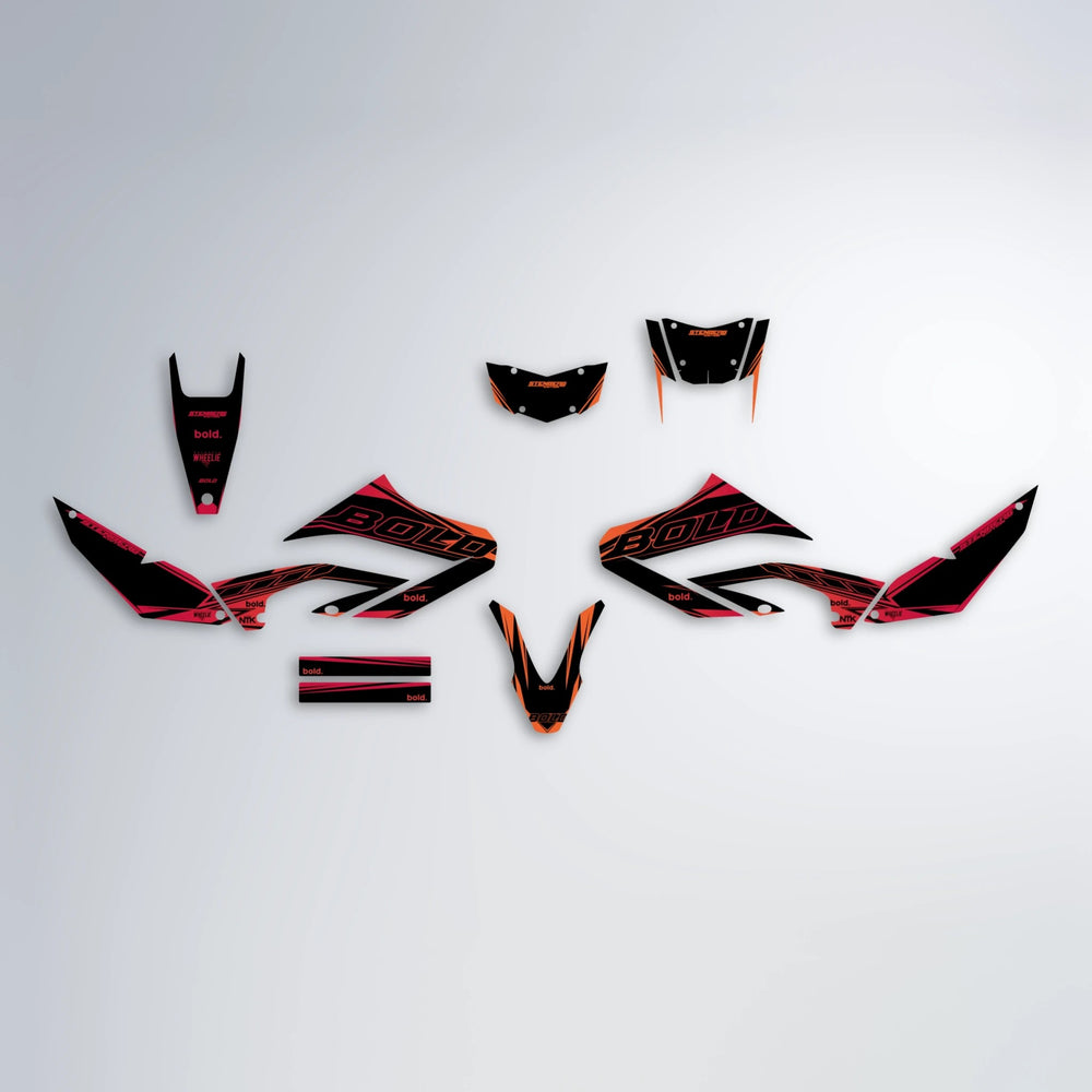 ARTTU STENBERG Yamaha WR 125X graphics kit parts layout in Red & Orange