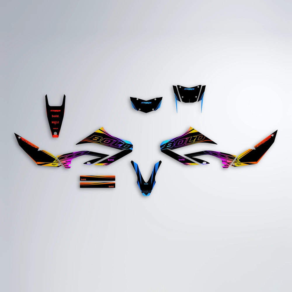 ARTTU STENBERG Yamaha WR 125X graphics kit parts layout in Sunset Fade