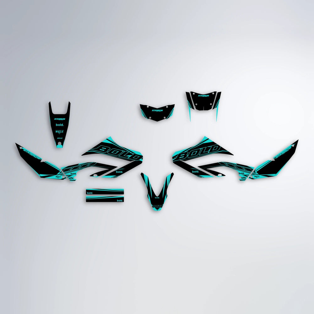 ARTTU STENBERG Yamaha WR 125X graphics kit parts layout in Teal