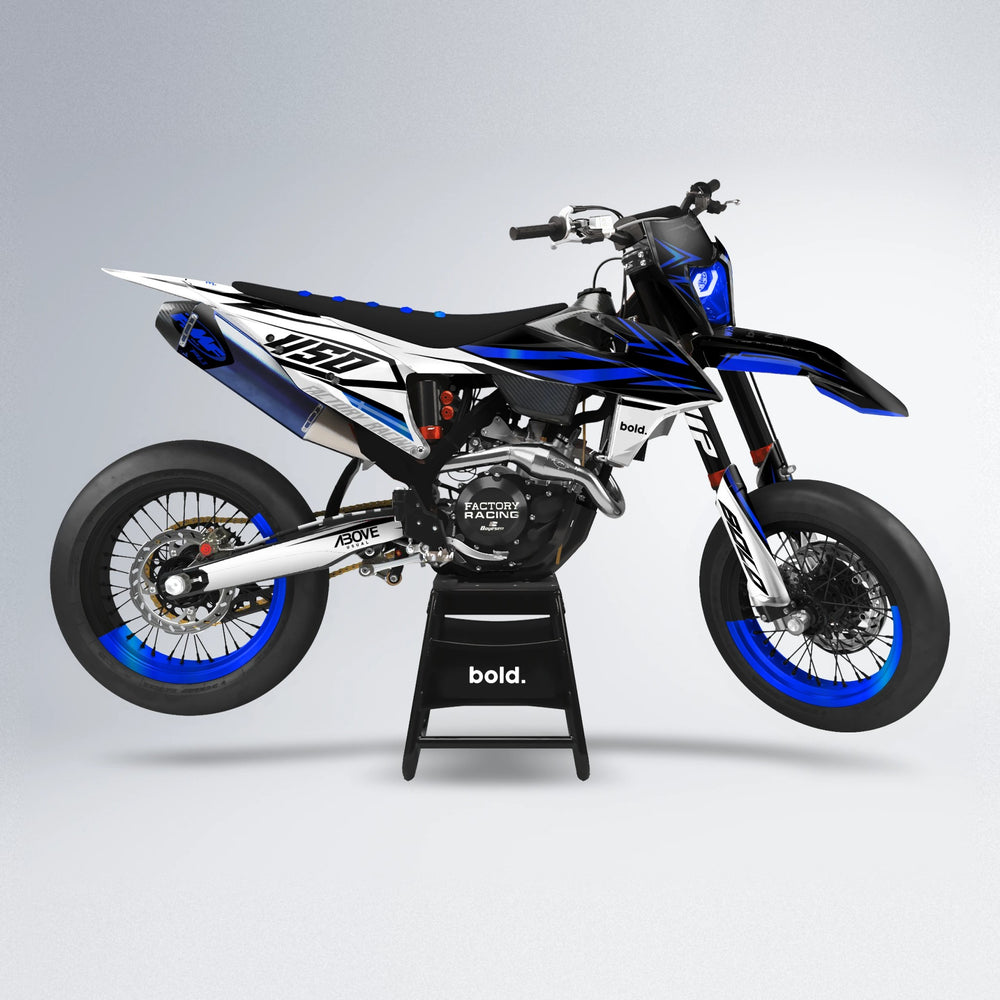ASCEND supermoto graphics kit in Blue Chrome