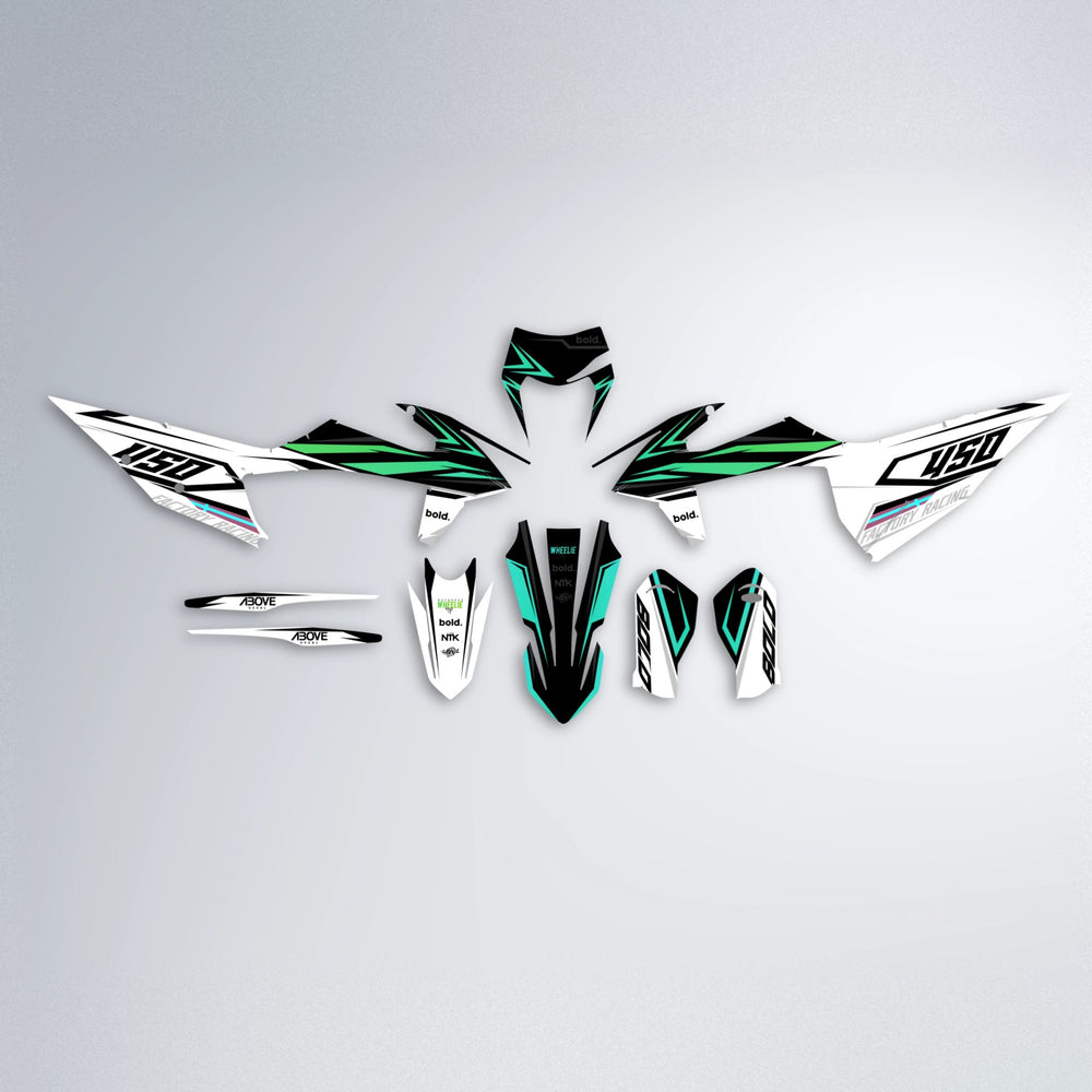 ASCEND graphics kit parts layout in Cyan & Green