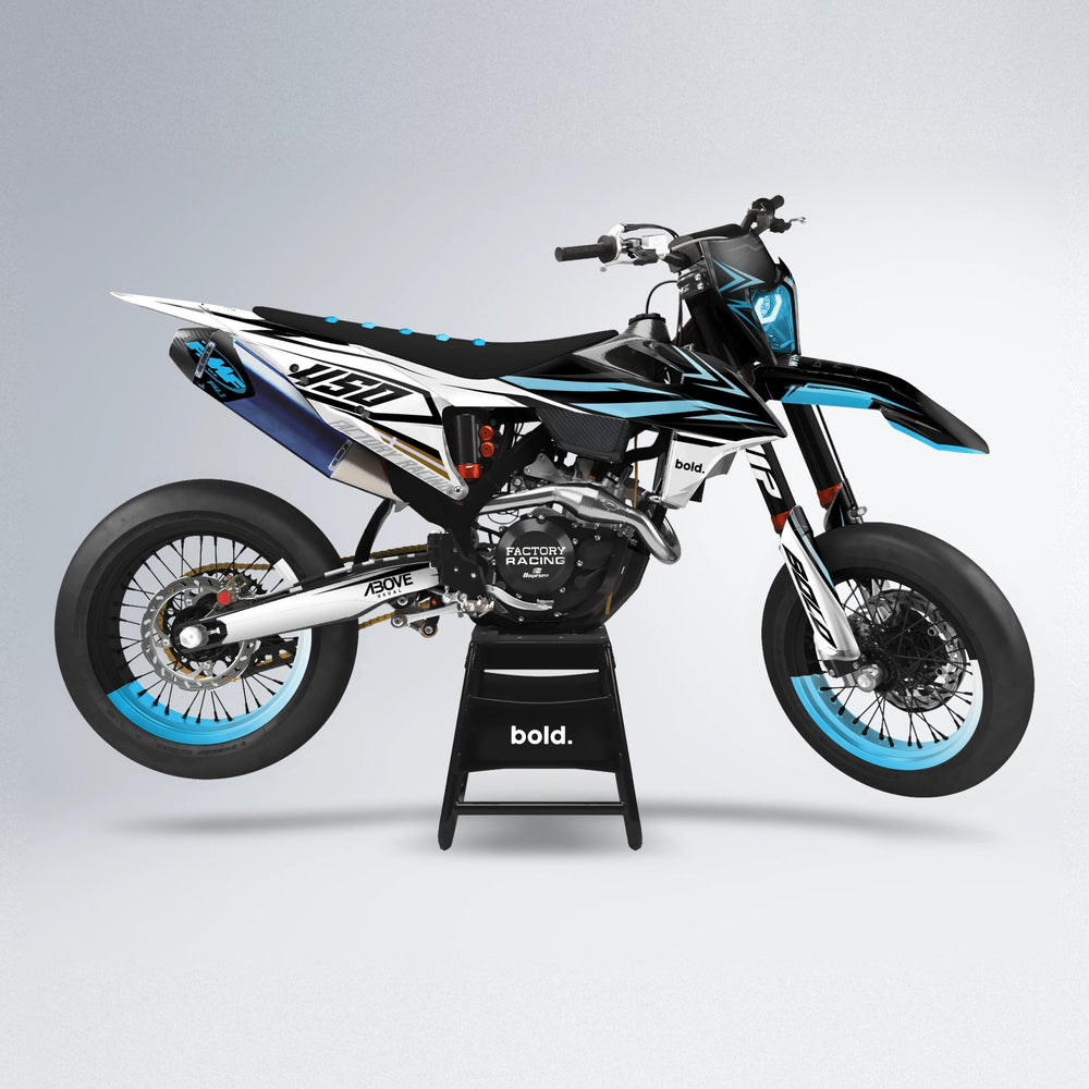 ASCEND supermoto graphics kit in Light Blue & White