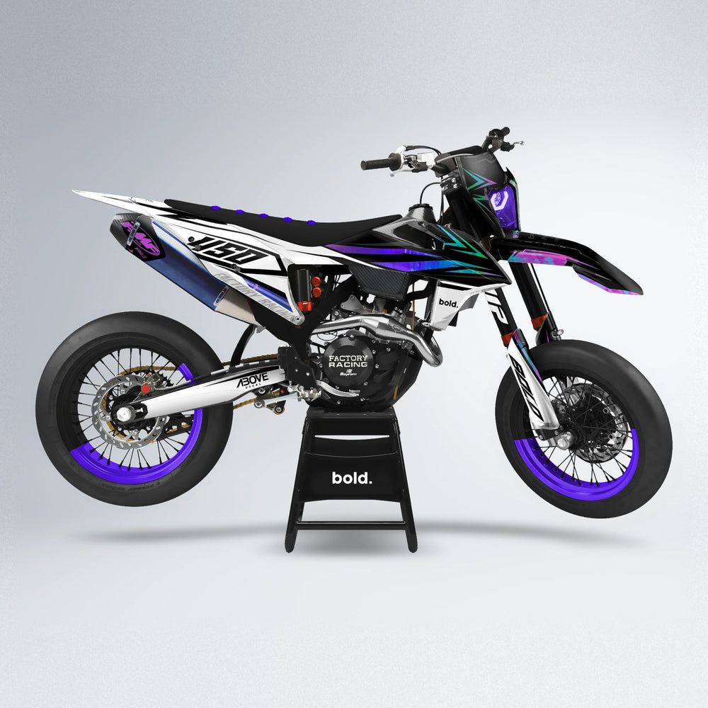 ASCEND supermoto graphics kit in Purple Holo