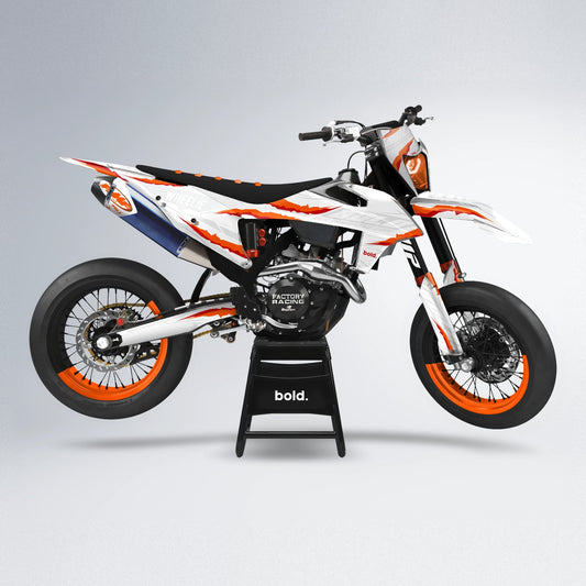 ATTACK supermoto graphics kit in White-Orange