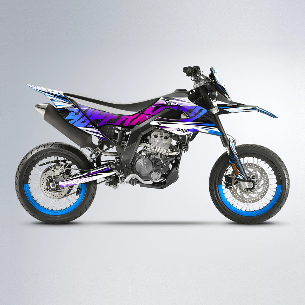 BENJIS Aprilia SX 125 supermoto graphics kit in Blue Purple Fade
