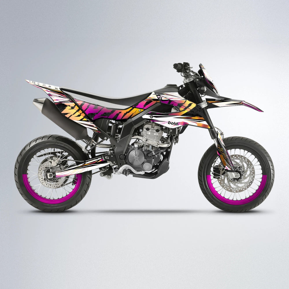 BENJIS Aprilia SX 125 supermoto graphics kit in Pink & Yellow