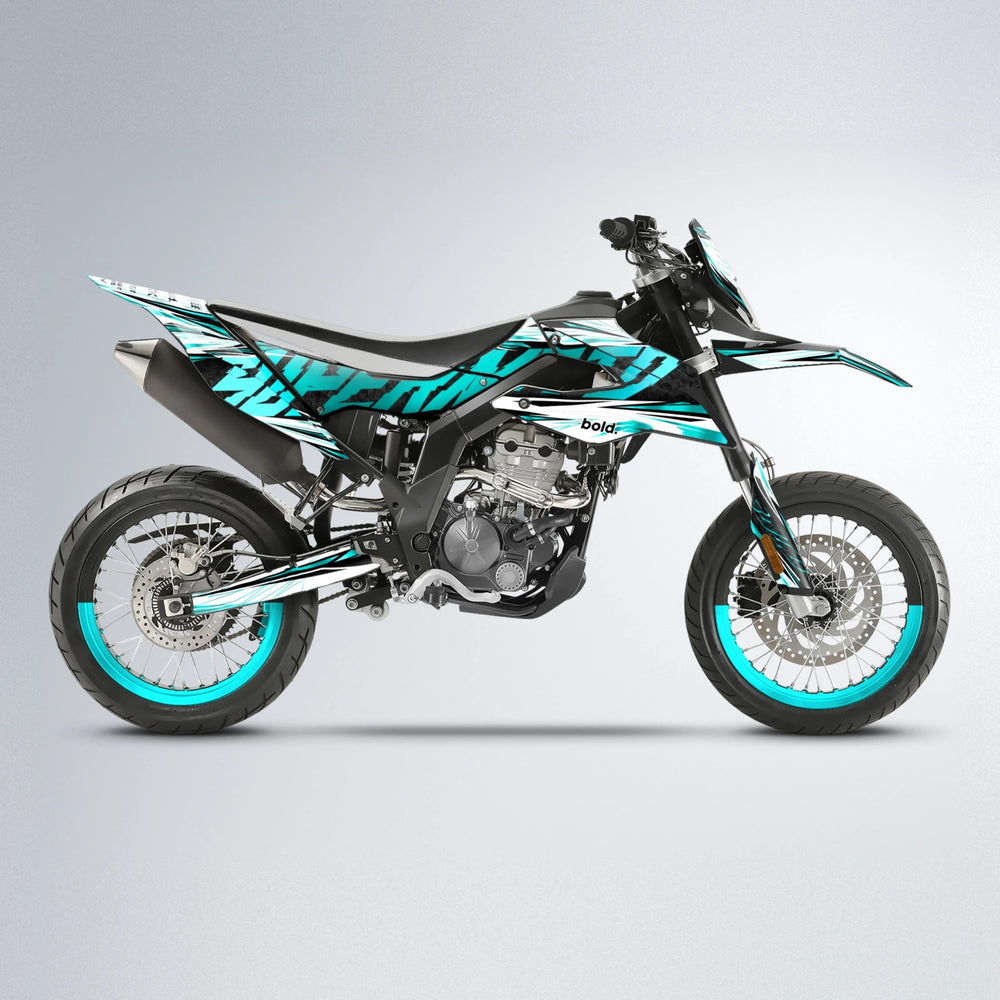 BENJIS Aprilia SX 125 supermoto graphics kit in Teal