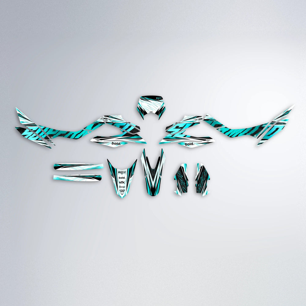 BENJIS Aprilia SX 125 graphics kit parts layout in Teal