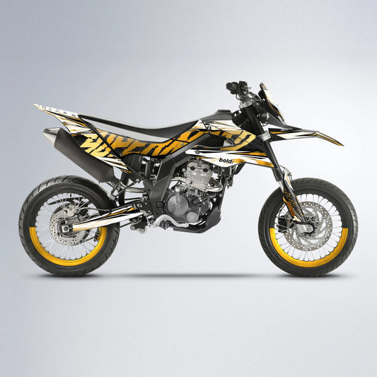 BENJIS Aprilia SX 125 supermoto graphics kit in Yellow