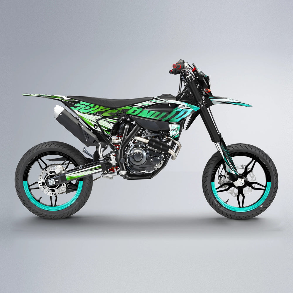 BENJIS Beta supermoto graphics kit in Cyan & Green