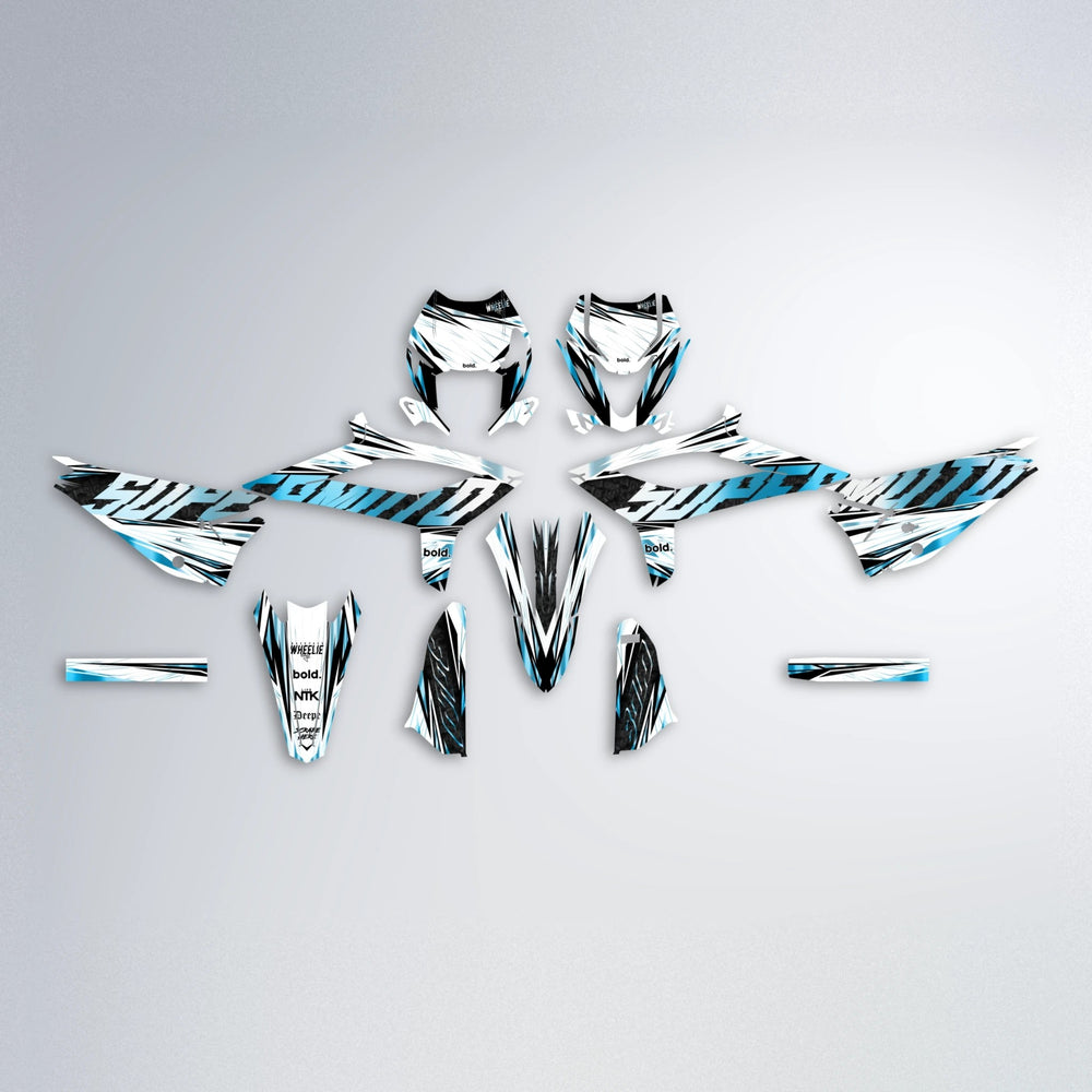 BENJIS Beta graphics kit parts layout in Light Blue & White