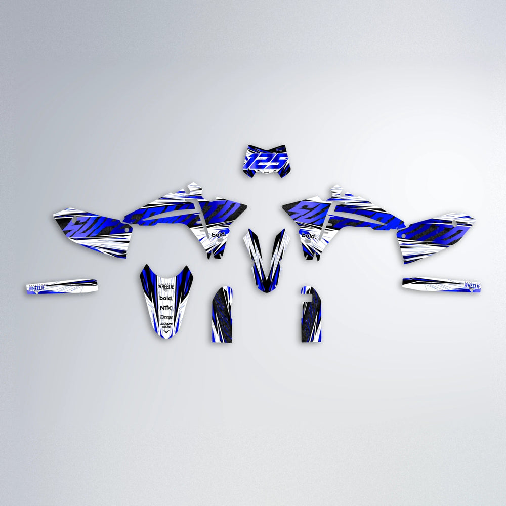 BENJIS Fantic graphics kit parts layout in Blue