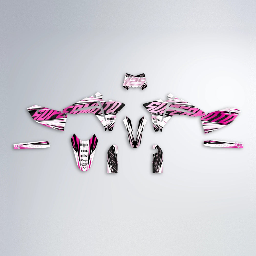 BENJIS Fantic graphics kit parts layout in Flamingo