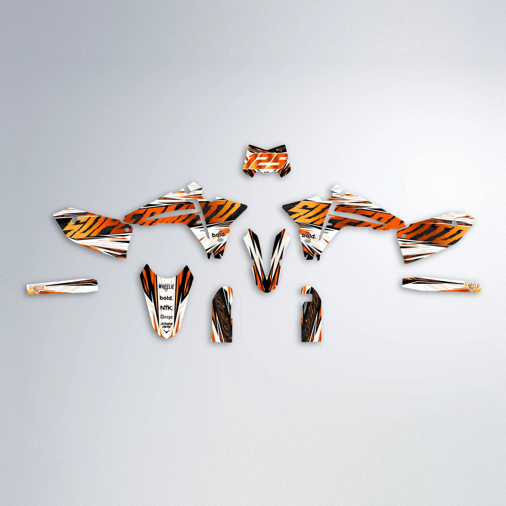 BENJIS Fantic graphics kit parts layout in Orange