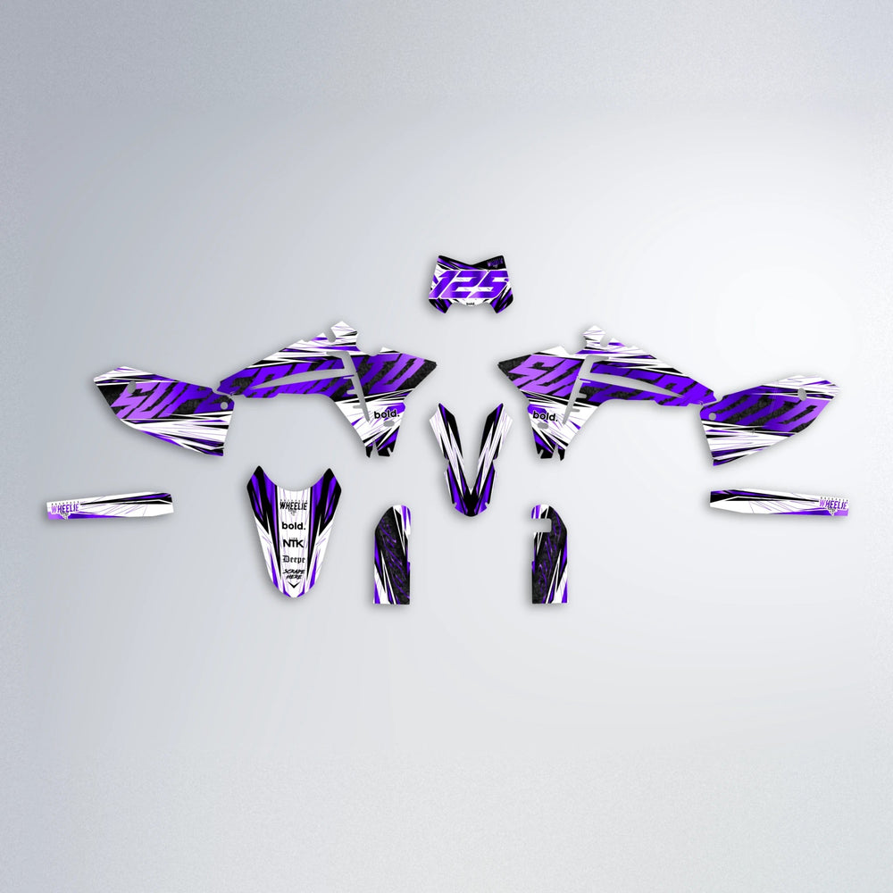 BENJIS Fantic graphics kit parts layout in Purple