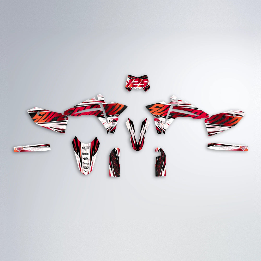 BENJIS Fantic graphics kit parts layout in Red